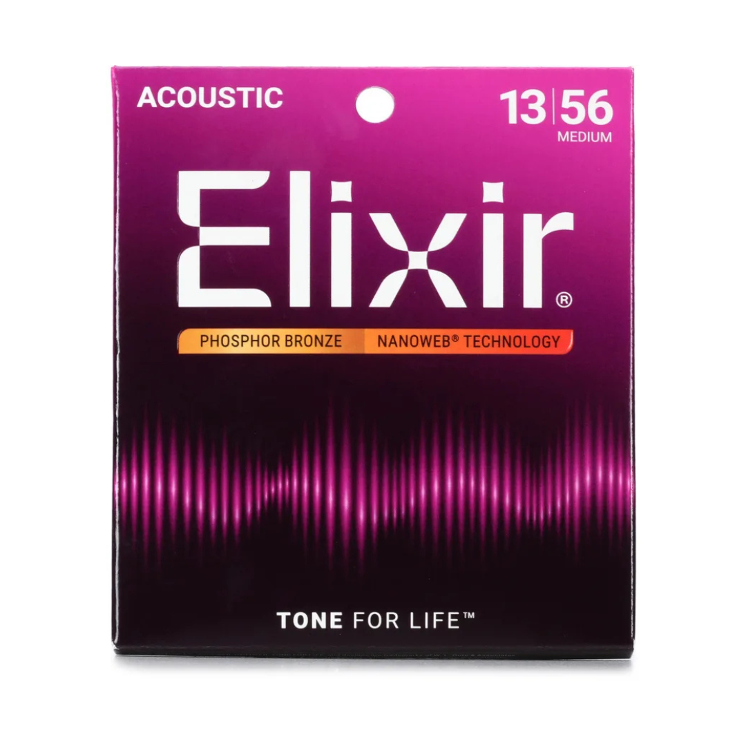 ELIXIR 16102 | Cuerdas de Guitarra Acústica Nanoweb Phosphor Bronce 13-56