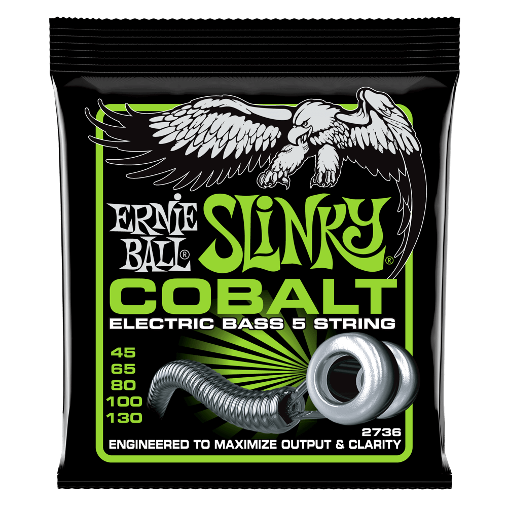 Cuerdas de Bajo Eléctrico Ernie Ball 2736 Regular Slinky Cobalto, 5 cuerdas 45-130