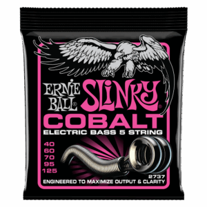 Cuerdas de Bajo Eléctrico Ernie Ball 2737 Super Slinky Cobalto, 5 cuerdas 45-125