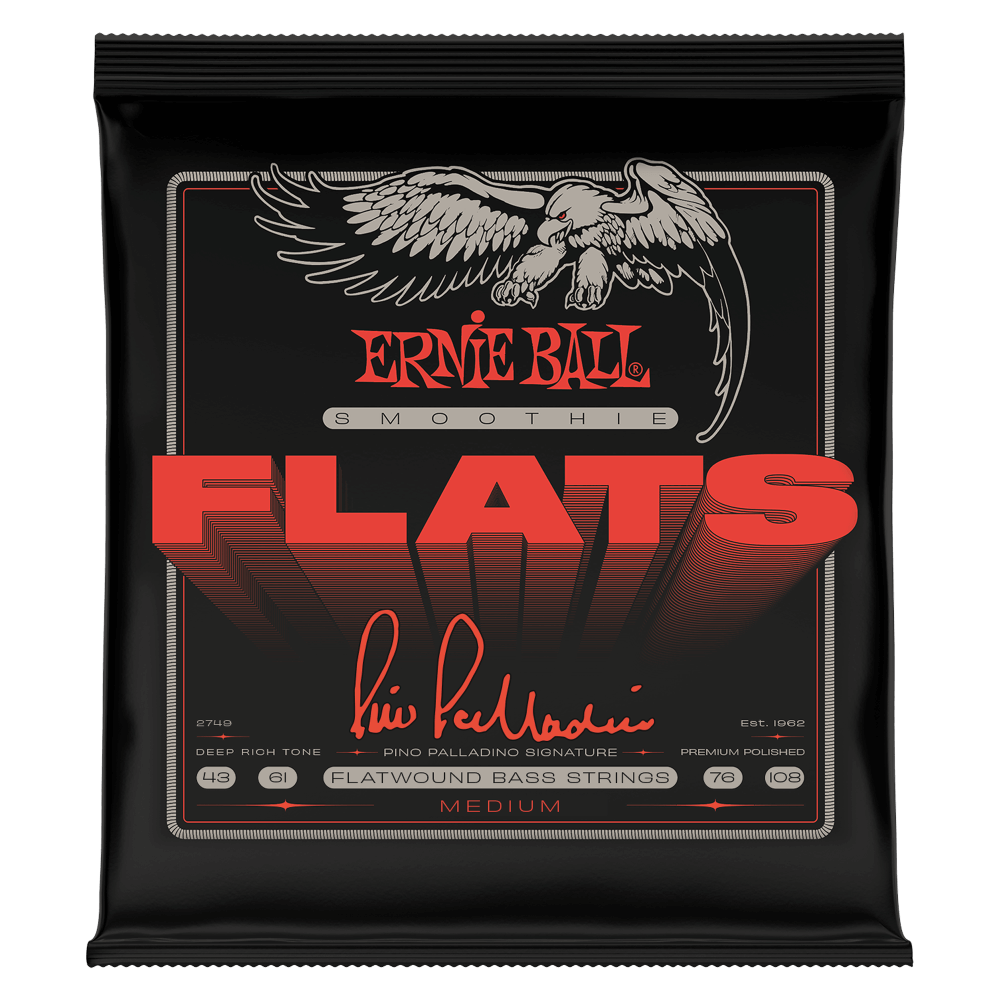 Cuerdas de Bajo Eléctrico Ernie Ball 2749 Medium Smoothie Flats, 4 cuerdas 43-108