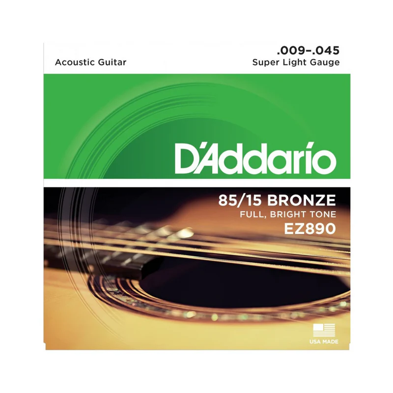 D’Addario Cuerdas de Guitarra Acústica EZ890 85/15 Bronce Super Light 9-45