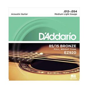 D’Addario Cuerdas de Guitarra Acústica EZ920 85/15 Bronce Medium Light 12-54
