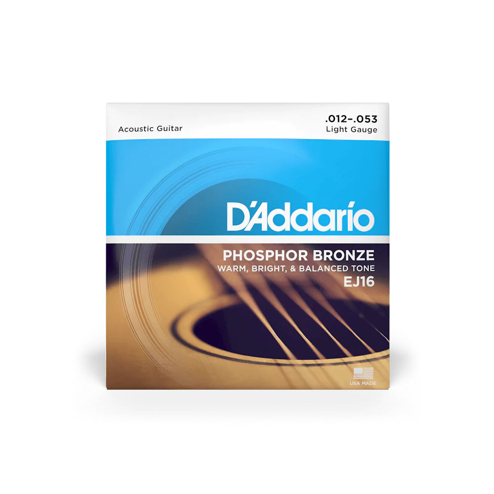 D'Addario Cuerdas de Guitarra Acústica EJ16 Fósforo Bronce Medium 12-53