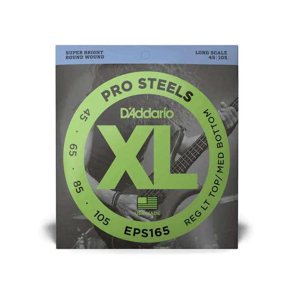 D’Addario Cuerdas de Bajo Eléctrico EPS165 XL Pro Steels, 4 cuerdas 45-105