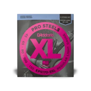 D’Addario Cuerdas de Bajo Eléctrico EPS170-5SL XL Pro Steels Escala Extra Larga, 5 cuerdas 45-130
