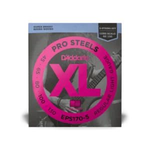 D’Addario Cuerdas de Bajo Eléctrico EPS170-5 XL Pro Steels Escala Larga, 5 cuerdas 45-130