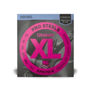D’Addario Cuerdas de Bajo Eléctrico EPS170-6 XL Pro Steels Escala Larga, 6 cuerdas 32-130
