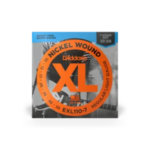 D’Addario Cuerdas de Guitarra Eléctrica EXL110-7 Nickel Wound Regular Light, 7 cuerdas 10-59