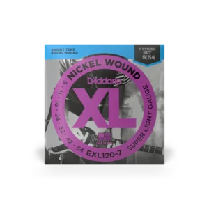 D’Addario Cuerdas de Guitarra Eléctrica EXL120-7 Nickel Wound Super Light, 7 cuerdas 9-54