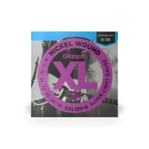 D’Addario Cuerdas de Guitarra Eléctrica EXL120-8 Nickel Wound Super Light Top/Regular Bottom 11-49