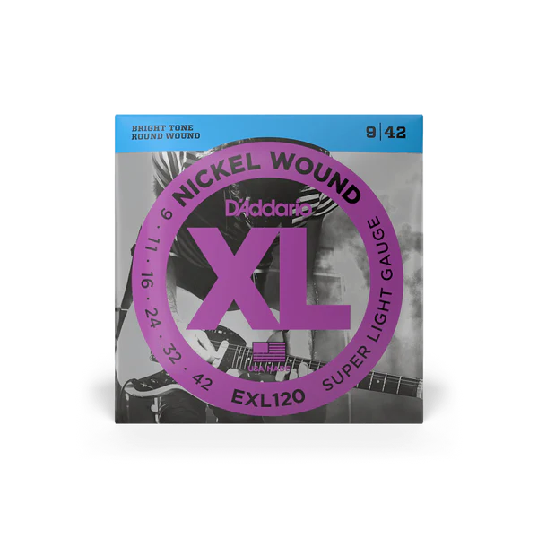 D’Addario Cuerdas de Guitarra Eléctrica EXL120 Nickel Wound Super Light 9-42