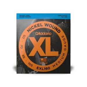 Cuerdas de Bajo Eléctrico D’Addario XL Nickel Wound Medium Escala Larga, 4 cuerdas 50-105