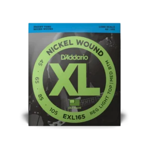 Cuerdas de Bajo Eléctrico D’Addario XL Nickel Wound Regular Light Top/Medium Bottom Escala Larga, 4 cuerdas 45-105