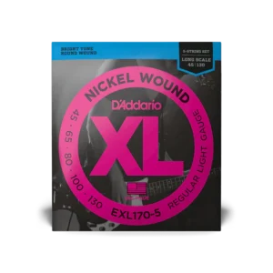 D’Addario Cuerdas de Bajo Eléctrico EXL170-6 Nickel Wound Regular Light Escala Larga, 6 cuerdas 32-130