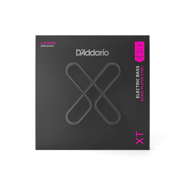D’Addario Cuerdas de Bajo Eléctrico XTB45100 Nickel Plated Steel Regular Light Escala Larga, 4 cuerdas 45-100