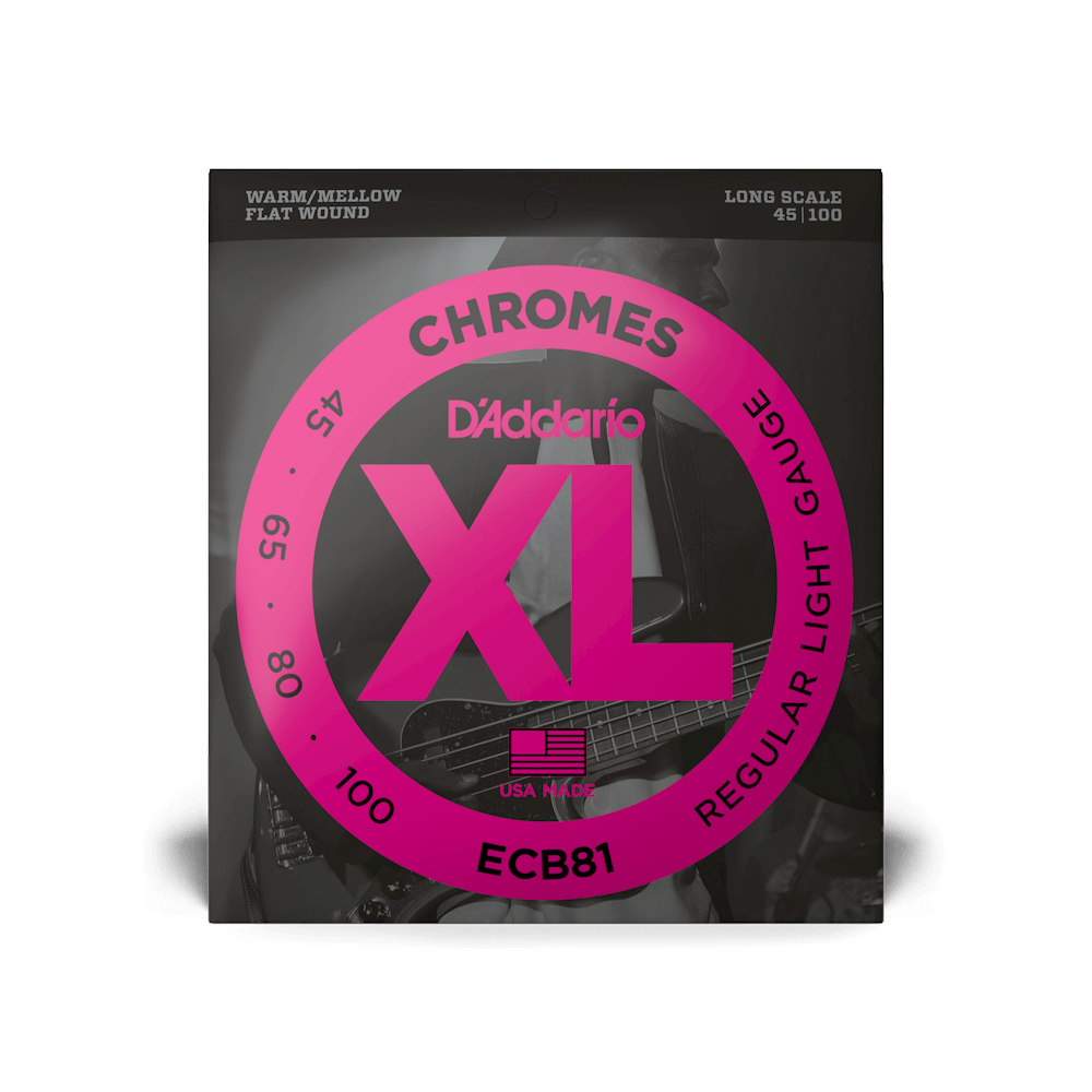 D’Addario Cuerdas de Bajo Eléctrico ECB81 XL Chrome Escala Larga, 4 cuerdas 45-100