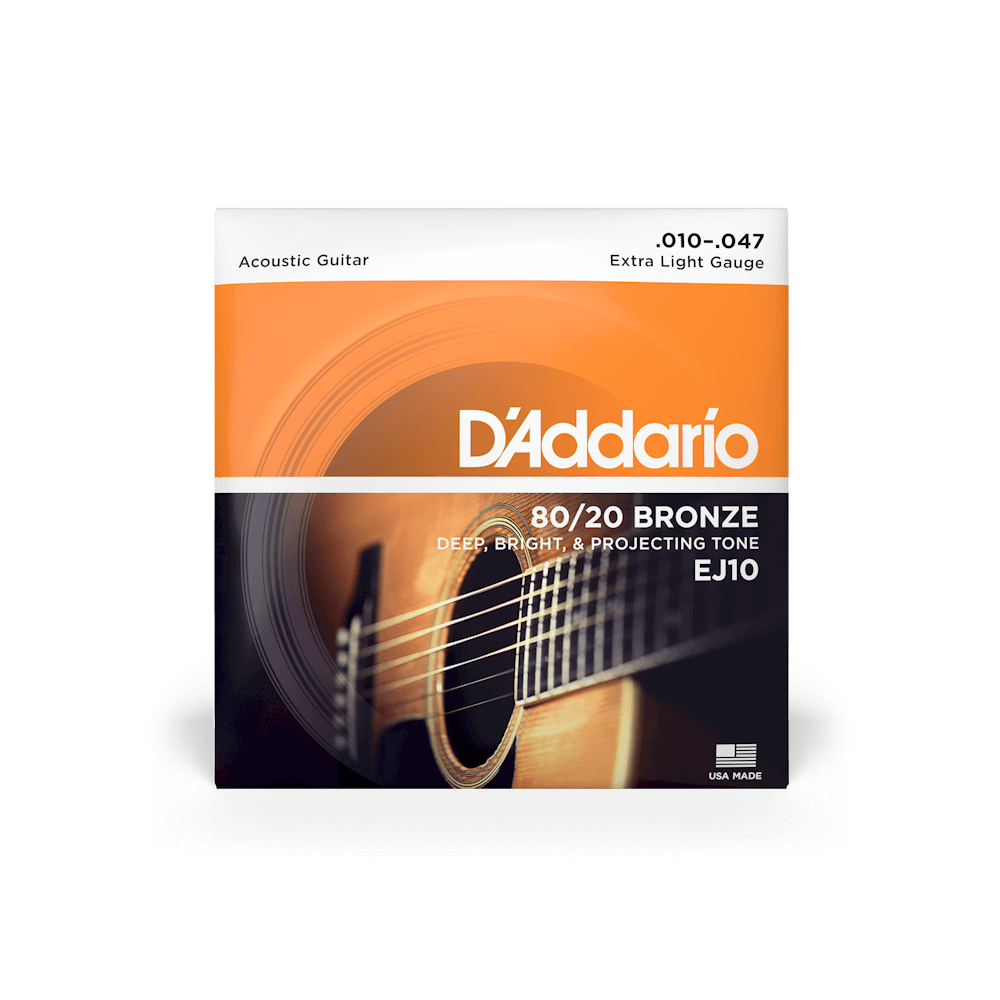 Cuerdas de Guitarra Acústica D'Addario EJ10 Bronce Extra Light 10-47