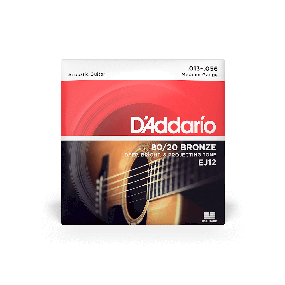 Cuerdas de Guitarra Acústica D'Addario EJ12 Bronce Medium 13-56