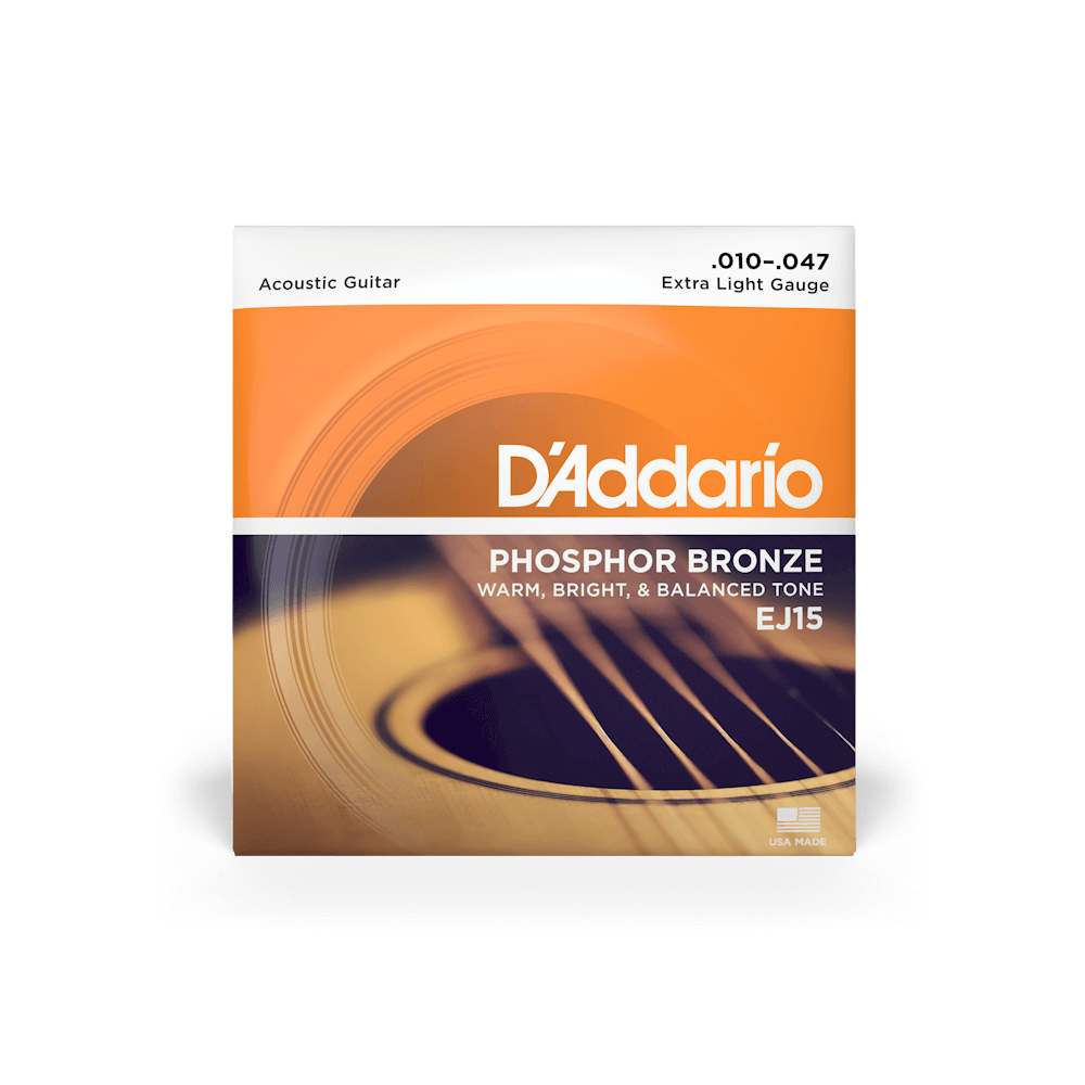 Cuerdas de Guitarra Acústica D'Addario EJ15 Fósforo Bronce Extra Light 10-47