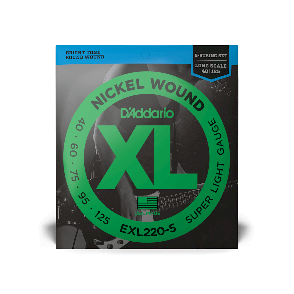 D'Addario Cuerdas de Bajo Eléctrico EXL220-5 Escala Larga, 5 cuerdas 40-125