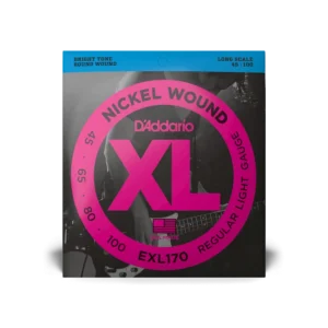 D’Addario Cuerdas de Bajo Eléctrico EXL170 Nickel Wound Regular Light Escala Larga, 4 cuerdas 45-100